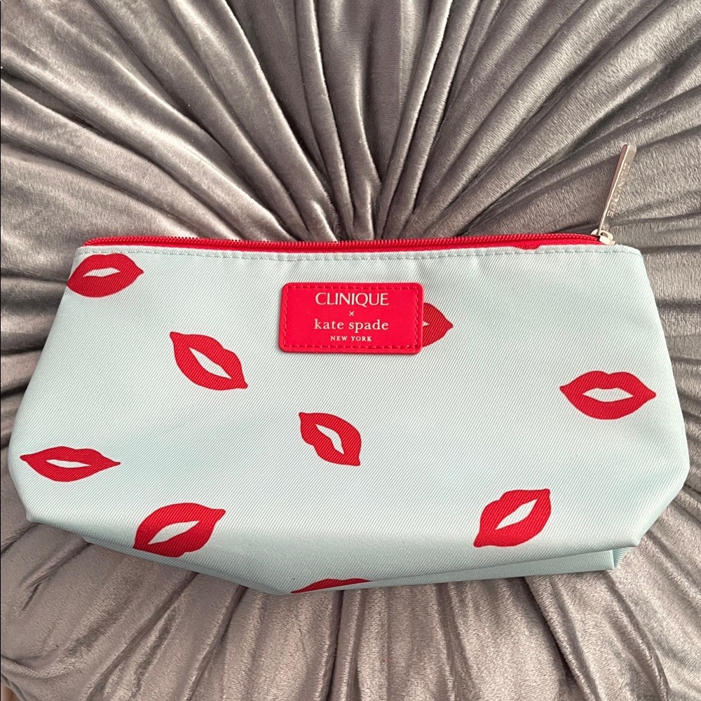 Kate Spade X Clinique Red Lip Print Cosmetic Bag
